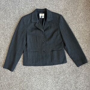 Talbots 100% Wool Dark Gray 3 Button Blazer Jacket, Size 8